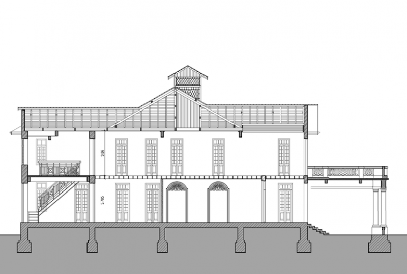 Cross-section of the existing building 